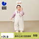 迷你巴拉男女童秋冬新品可愛(ài)護肚寶寶加絨背帶褲子