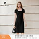 香影黑色方領(lǐng)針織連衣裙女2026夏季新款修身收腰赫本風(fēng)優(yōu)雅小黑裙 黑色 M 160/84A/95-110斤