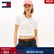 TOMMY JEANS【修身短款】26春夏新款女復古甜美木耳邊POLO領(lǐng)短袖針織衫 米白色YBH S