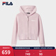 FILA 斐樂(lè )官方女士編織衫冬季新款休閑寬松連帽拉鏈毛衣開(kāi)衫 桃仙粉-PK XL 175/92A/XL