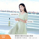 香影（xiangying）法式方領(lǐng)連衣裙女2026夏季新款純棉肌理感泡泡袖鏤空收腰裙子 果綠 M