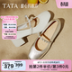 他她（TATA）女鞋新款甜心瑪麗珍鞋高跟粗跟小皮鞋羊皮單鞋子7ACC1CQ4 銀色（珠珠款）羊皮革 37