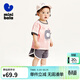 迷你巴拉短袖套裝男女童寶寶純棉印花運動(dòng)兩件套寬松春夏童裝 鐵灰色 100