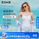 洲克（ZOKE）女士泳衣連體三角專(zhuān)業(yè)競技訓健身溫泉泳衣123501154 米白蘭花 XL