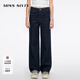 MISS SIXTY2026春季新款牛仔褲女中腰棉質(zhì)百搭通勤休閑直筒褲長(cháng)褲 深藍短版 29