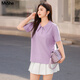 慕姍詩(shī)怡（MsShe）【珠地棉polo衫】大碼女裝2025夏裝胖mm巨顯瘦短袖T恤女上衣 桔梗紫色現貨 2XL