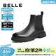 百麗（Belle）休閑切爾西靴男潮酷街頭套腳休閑短靴皮靴加絨A0598DD1 黑單里-A0655(筒高13CM) 42 (260mm)