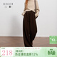 三彩2026春季新款慵懶休閑長(cháng)褲松緊高腰寬松闊腿褲垂感顯瘦M 咖啡色 L 165/72A