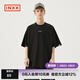 英克斯（inxx）Standby明星同款插肩短袖T恤字母刺繡黑白圓領(lǐng)情侶款寬松T恤 黑色 XL