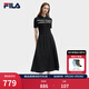 FILA斐樂(lè )官方女子連衣裙夏新款時(shí)尚休閑簡(jiǎn)約修身短袖連身裙 正黑色-BK M 165/84A/M