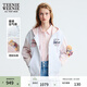 Teenie Weenie小熊女裝春秋季活力少女感拼接刺繡連帽開(kāi)衫衛衣外套 粉色 L