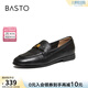 百思圖（BASTO）【爵士黑膠】百思圖26春新款英倫超軟羊皮鞋樂(lè )福鞋女單鞋UXS01AA6 黑色 經(jīng)典款 37
