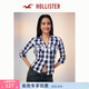 HOLLISTER小海鷗圖案美式經(jīng)典紅標長(cháng)袖襯衫25秋女裝340-5425 海軍藍格紋 XS (160/84A)