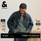 杰克·瓊斯（JACK&JONES）男裝春季牛仔外套男潮酷寬松夾克尖領(lǐng)簡(jiǎn)約紐扣多口袋長(cháng)袖上衣 A12深牛仔藍 S （170）