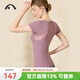 愛(ài)暇步專(zhuān)業(yè)瑜伽服女上衣 春夏普拉提美背短袖運動(dòng)T恤健身服高端裸感大碼 迷霧紫/網(wǎng)紗/帶胸墊 A23066NS L