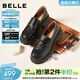 百麗（Belle）復古抓皺一腳蹬牛皮樂(lè )福鞋女2026春新商場(chǎng)款小皮鞋F2A1DAA6預售 黑色 36 (230mm)