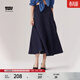 Levi's李維斯冰酷系列新款女士美式高街壓褶藍色牛仔半身裙 牛仔藍 S (25)
