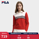 FILA 斐樂(lè )官方女子編織衫冬季新款時(shí)尚休閑拼色舒適翻領(lǐng)毛衣 傳奇紅-RD S 160/80A/S