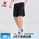 特步短褲男五分褲夏裝新款運動(dòng)褲透氣速干褲跑步健身男褲子 正黑色-0170（吸濕速干-五分褲）-男 XL