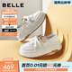百麗（Belle）透氣網(wǎng)面小白鞋女26春新款厚底增高一腳蹬休閑板鞋F6N1DAM6 米白色 37