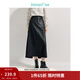 茵曼（INMAN）復古高腰環(huán)保PU皮裙2026春夏季女裝新款小眾顯瘦開(kāi)衩疊穿長(cháng)裙 星石黑 M