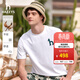 哈吉斯（HAZZYS）男裝 夏季休閑重磅大Logo寬松圓領(lǐng)短袖T恤男ASTZE0CBX70 白色WT XL （180/100A 50）