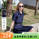 百圖（betu）女裝2026年夏季新款短袖牛仔連衣裙配腰帶百褶收腰裙子女2603T89 深牛仔藍 S （深牛仔藍預售04/11發(fā)貨）