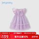 JELLYBABY法式連衣裙女童夏2026中大童洋氣公主裙寶寶夏季裙子兒童紗裙禮服 紫色 110 CM
