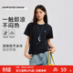 美特斯邦威（Meters Bonwe）美特斯邦威T恤女秋季新款潮流印花休閑圓領(lǐng)簡(jiǎn)約透氣短袖t恤透氣 影黑 S (155)
