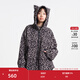 幻走（MOVEUP）2025冬季新款.FUN系列貓耳朵豹紋丈根收口短款外套女 黑色 L