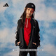 adidas女大童休閑三條紋長(cháng)袖套裝兒童秋季阿迪達斯官方輕運動(dòng)   黑色/白色   164