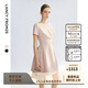 朗姿【精英衣櫥】25收腰短袖女裙子高級感高知夏季新款連衣裙 淡粉色 M