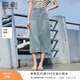 香影前開(kāi)叉牛仔a字半身裙女2026夏季新款中長(cháng)款藍色復古高腰裙子 牛仔藍 S 155/60A/85-95斤