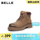 百麗大黃靴男高幫厚底增高馬丁靴戶(hù)外工裝靴 卡其單里（升級2.0） 40