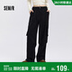 森馬（Semir）休閑褲女春季松緊腰質(zhì)感肌理寬松闊腿抽繩女士長(cháng)褲101125127016A