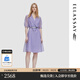 歌力思（ELLASSAY）夏季新款兩件式多巴胺顯瘦百搭通勤風(fēng)衣式連衣裙女EWU353F00100 薄霧紫 S