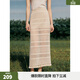 ELLE法式鏤空設計感開(kāi)叉半身裙女2025夏季新款時(shí)髦通勤小眾直筒裙 米白 M