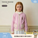 Teenie Weenie Kids小熊童裝25年秋冬女童青果領(lǐng)拉鏈針織開(kāi)衫毛衣 粉色 140 cm