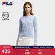 FILA 斐樂(lè )官方女子針織長(cháng)袖T恤冬新款時(shí)尚經(jīng)典休閑修身亨利衫打底衫 艾麗斯藍-LB S 160/80A/S