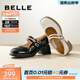 百麗（Belle）粗跟牛皮瑪麗珍鞋女商場(chǎng)同款通勤單鞋小皮鞋3A601AQ4 米色 37 (235mm)