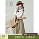 紫涵A字背帶裙半身裙女簡(jiǎn)約文藝夏季新款中長(cháng)裙復古百搭時(shí)尚 卡其綠 M