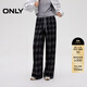 ONLY2025夏季新款通勤風(fēng)復古格子褲直筒褲長(cháng)褲休閑褲女|125314021 H31 深藍格紋 M