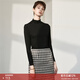 顏域秋裝簡(jiǎn)約高領(lǐng)長(cháng)袖針織打底衫女新款百搭修身套頭內搭毛衣 黑色 L/40