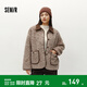 森馬（Semir）外套女冬仿兔毛拼接燈芯絨翻領(lǐng)寬松落肩上衣氣質(zhì)復古潮流夾克 深卡其50709 L