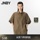 JNBY/江南布衣春夏襯衫棉質(zhì)棉OVERSIZE中袖A型寬松襯衫領(lǐng)5P4214110 217/灰淺咖 M