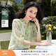 香影碎花襯衫上衣女2026春季新款七分袖小衫綠色萊賽爾天絲襯衣 綠花 M 160/84A/95-110斤