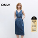 ONLY2025秋季新款氣質(zhì)淑女V領(lǐng)中長(cháng)裙無(wú)袖牛仔連衣裙女|125142034 J33 復古350牛仔洗水 M