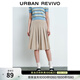 UR秋季新款女裝時(shí)尚通勤經(jīng)典A字廓形百褶半裙UYY540004 卡其 S