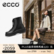 愛(ài)步（ECCO）靴子女 黑色厚底增高中筒套筒牛皮女靴 蹤跡220743 黑色22074301001 38