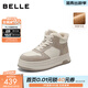 百麗（Belle）撞色高幫鞋女冬季新款商場(chǎng)同款厚底增高加絨休閑板鞋E6T1DDD5 米色/灰-薄絨 38 (240mm)